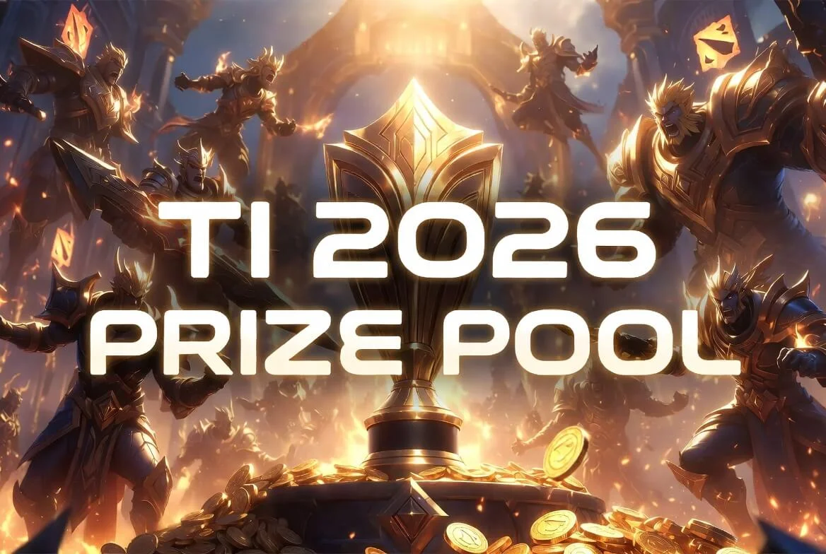 TI 2026 prize pool graphic showing the confirmed 1.6 million USD base for Shanghai